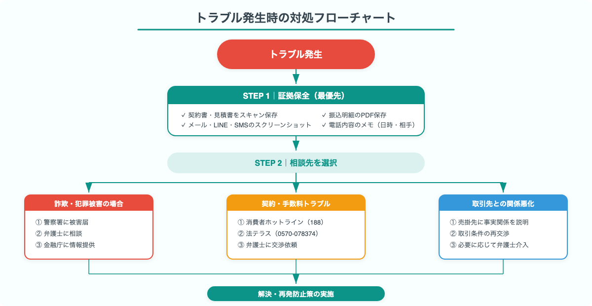 トラブル発生時の対処フローチャート